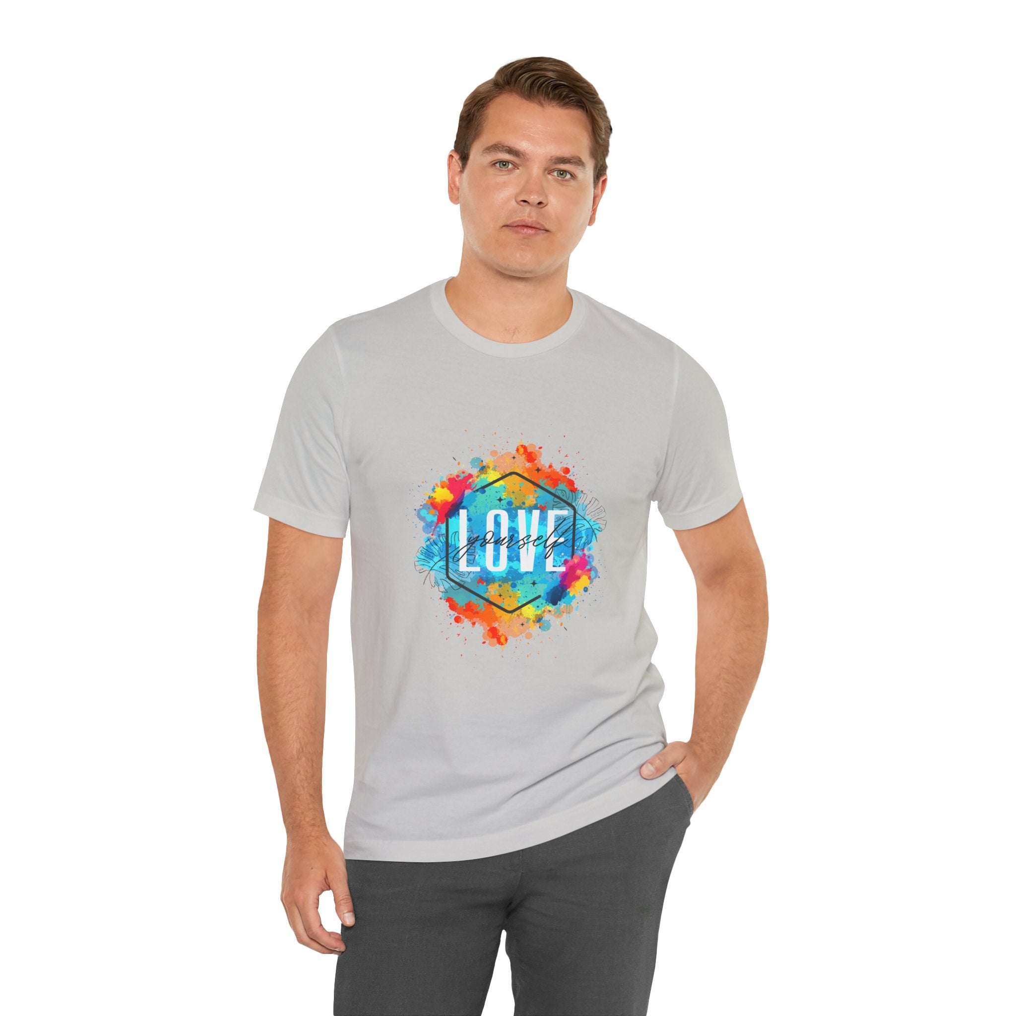Colorful Love Graphic Tee, Unisex Short Sleeve Shirt, Gift for Friends, Cute Casual Wear, Pride Tee, Festival Outfit