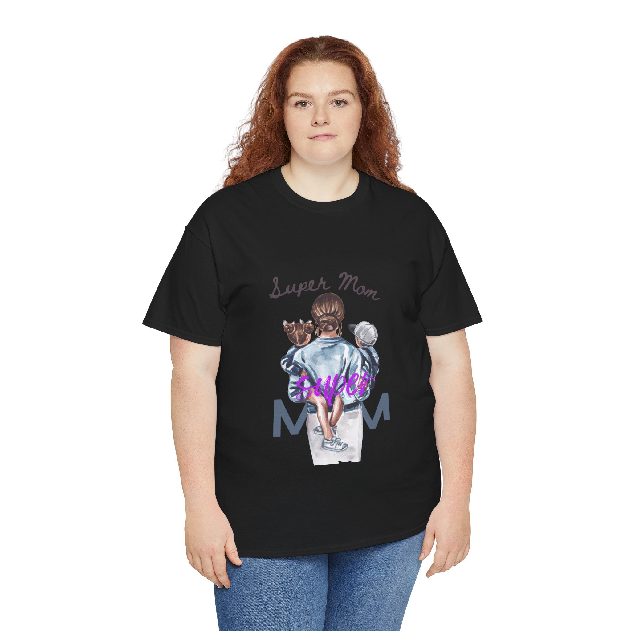 Super Mom Unisex Heavy Cotton Tee | Perfect Gift for Mothers, Casual Wear, Mother's Day, Family Events, Mom Appreciation
