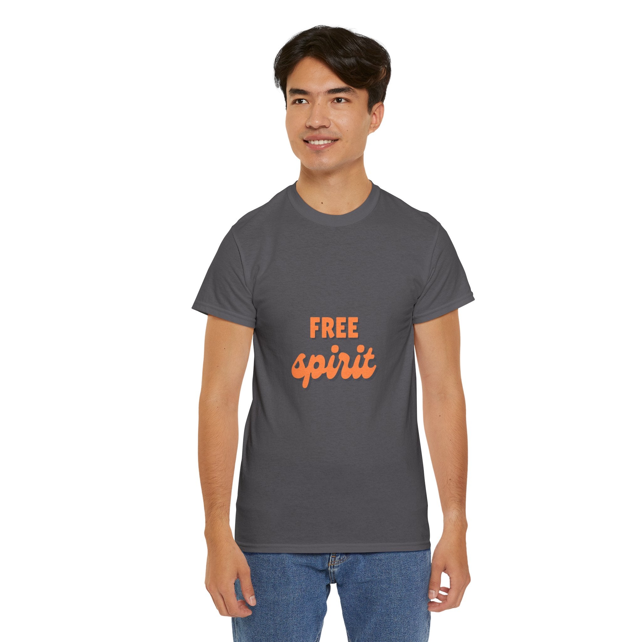 Unisex Heavy Cotton Tee - 'Free Spirit' - Casual Wear, Gift for Friend, Bohemian Style, Summer Vibes, Easy Everyday Outfit
