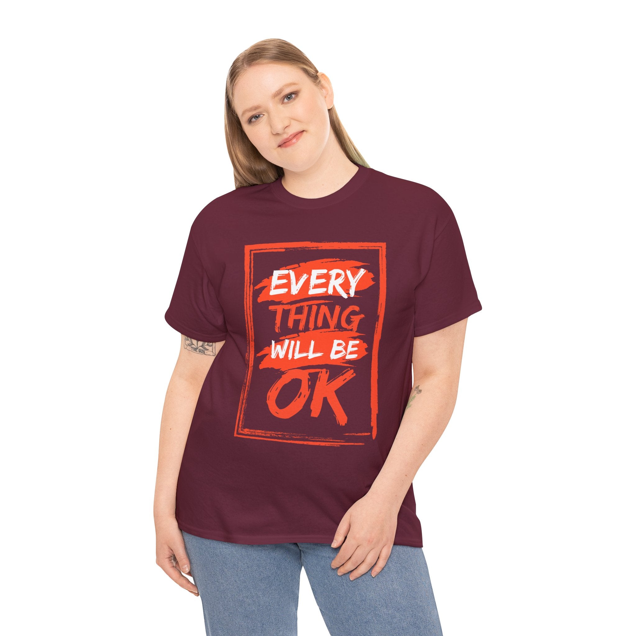 Unisex Heavy Cotton Tee with 'Everything Will Be OK' Print – Uplifting Shirt for Positive Vibes, Comfort Wear, Gift for Friends, [...]