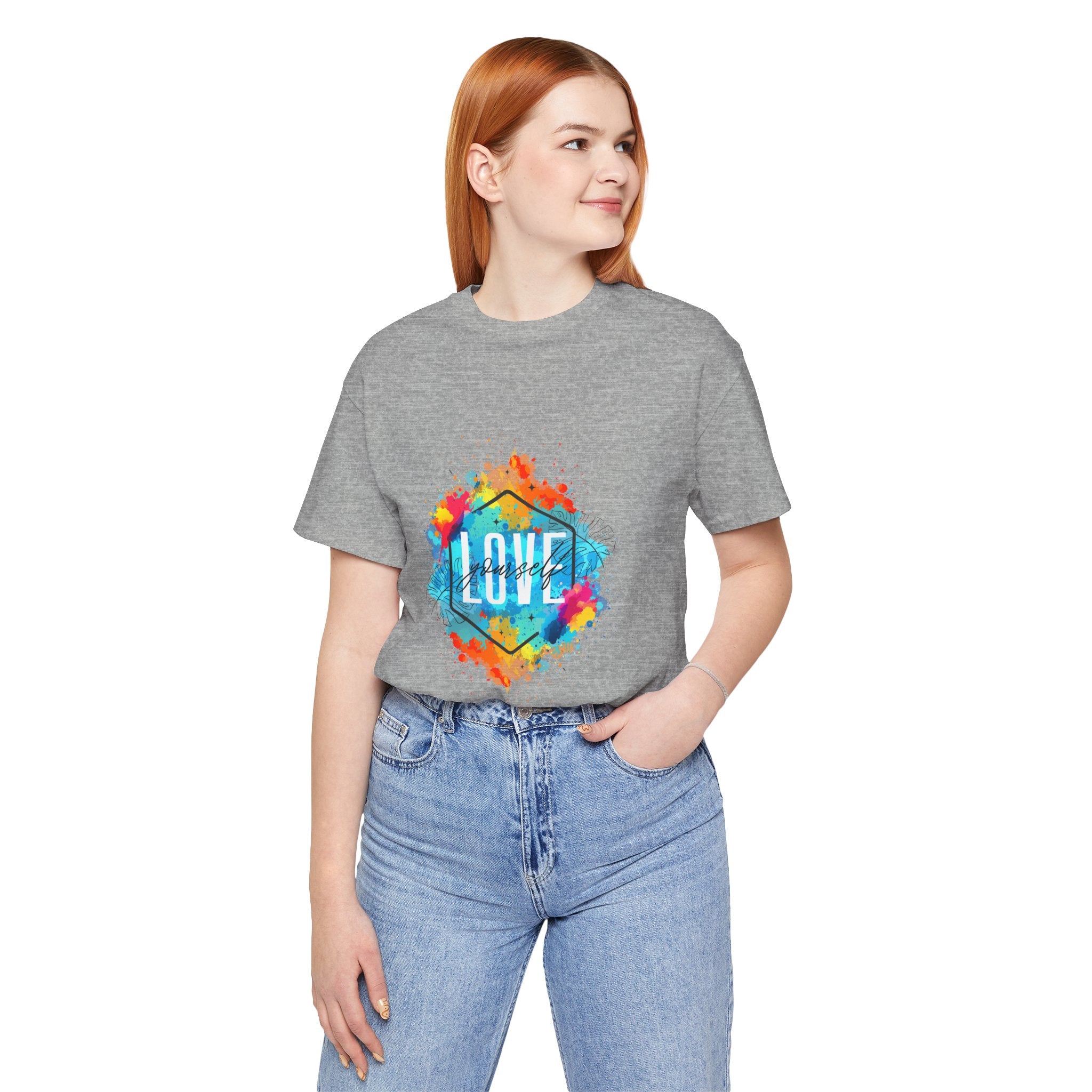 Colorful Love Graphic Tee, Unisex Short Sleeve Shirt, Gift for Friends, Cute Casual Wear, Pride Tee, Festival Outfit