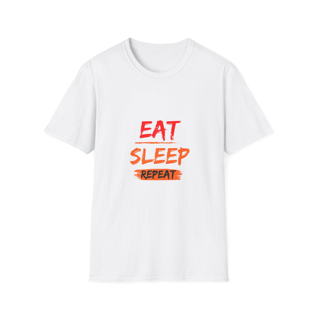 Eat Sleep Repeat Unisex Softstyle T-Shirt, Casual Tee, Gift for Gamers, Relaxed Fit, Everyday Wear, Fun Graphic Tee