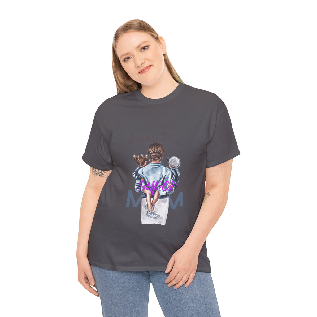 Super Mom Unisex Heavy Cotton Tee | Perfect Gift for Mothers, Casual Wear, Mother's Day, Family Events, Mom Appreciation