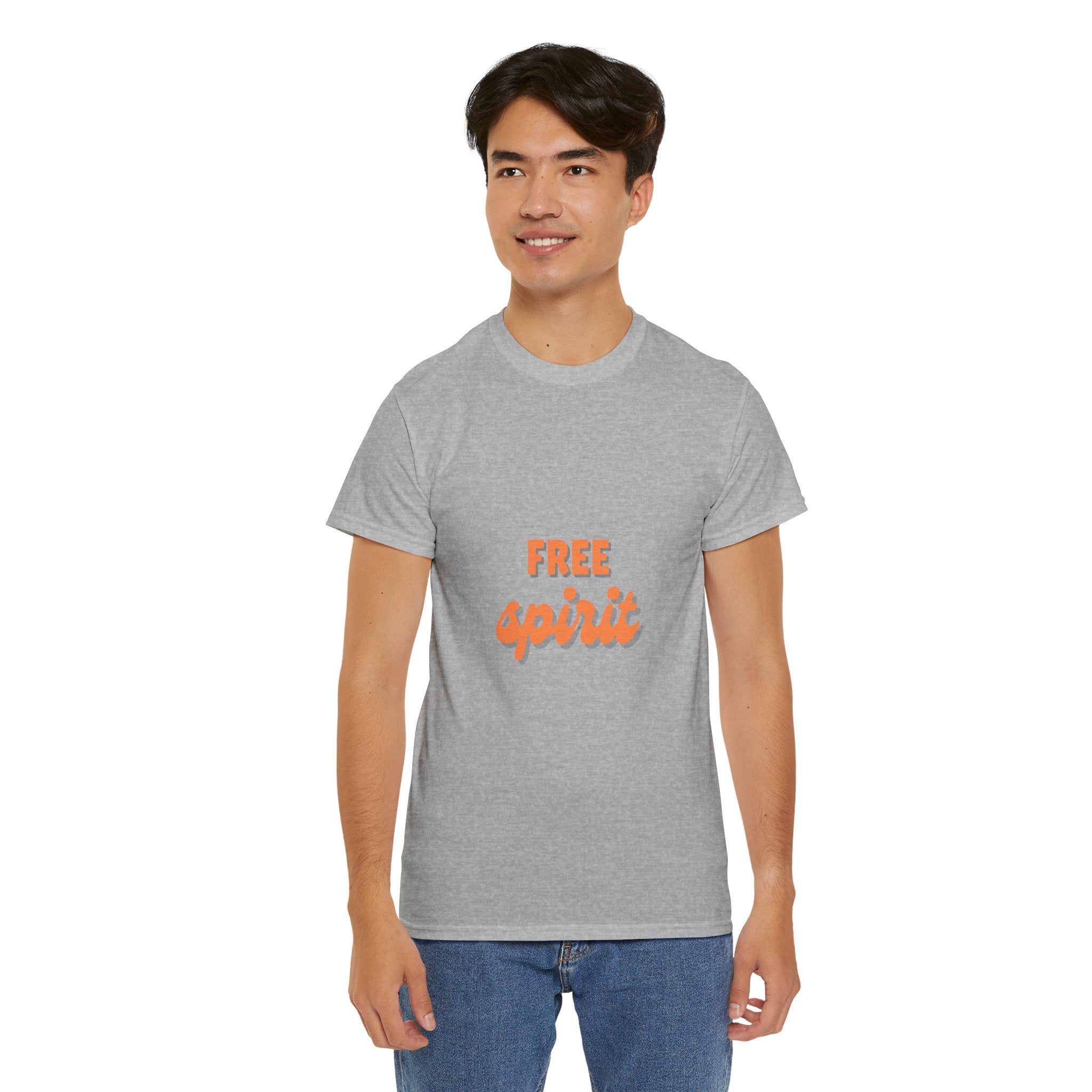 Unisex Heavy Cotton Tee - 'Free Spirit' - Casual Wear, Gift for Friend, Bohemian Style, Summer Vibes, Easy Everyday Outfit