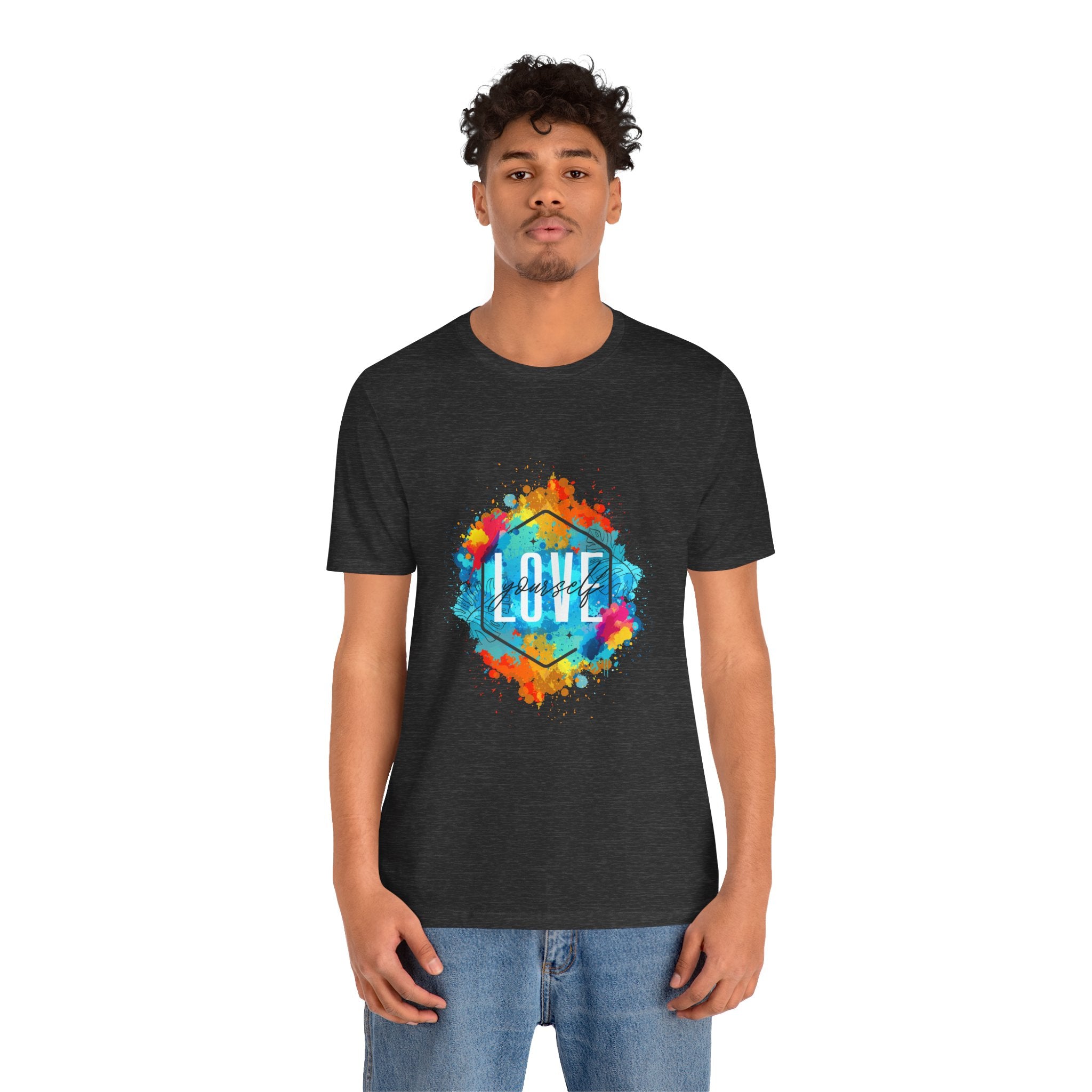 Colorful Love Graphic Tee, Unisex Short Sleeve Shirt, Gift for Friends, Cute Casual Wear, Pride Tee, Festival Outfit