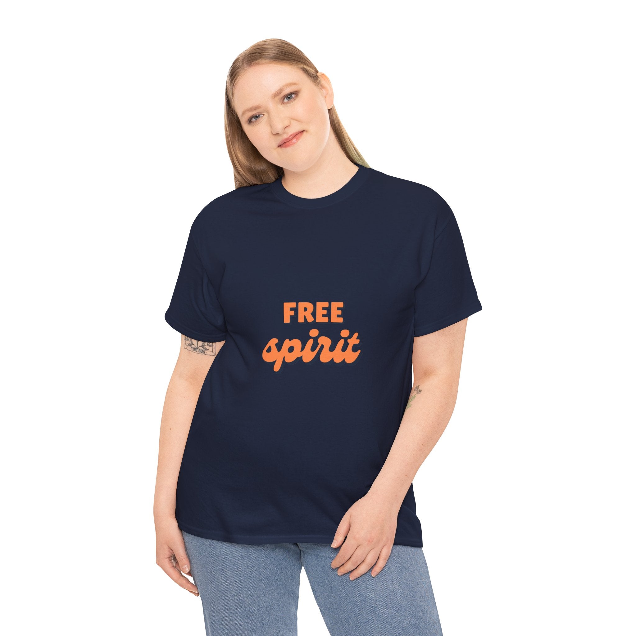Unisex Heavy Cotton Tee - 'Free Spirit' - Casual Wear, Gift for Friend, Bohemian Style, Summer Vibes, Easy Everyday Outfit