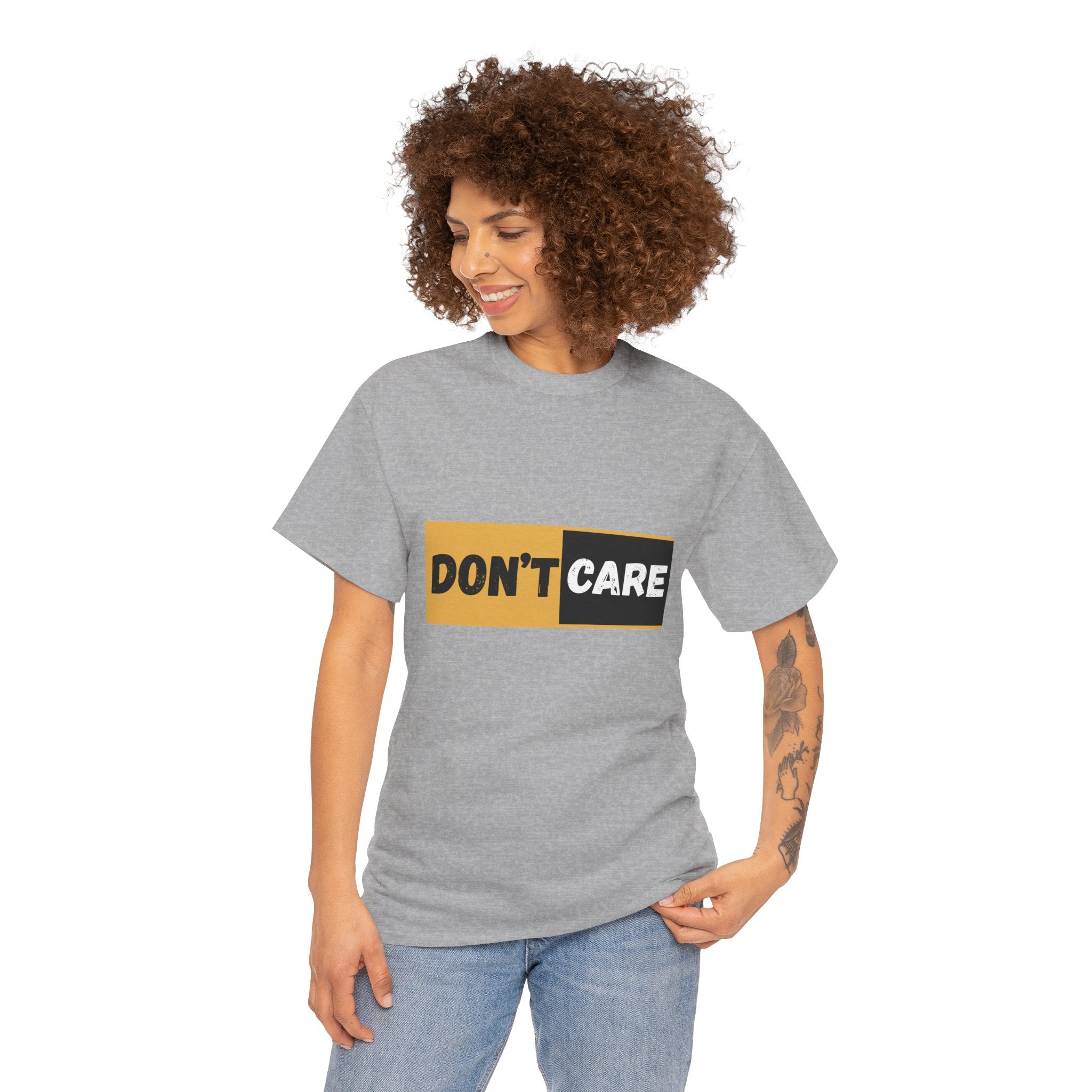Don't Care Unisex Heavy Cotton Tee | Casual Wear, Gift for Teens, Statement T-Shirt, Everyday Comfort, Fun Fashion, Gift Idea
