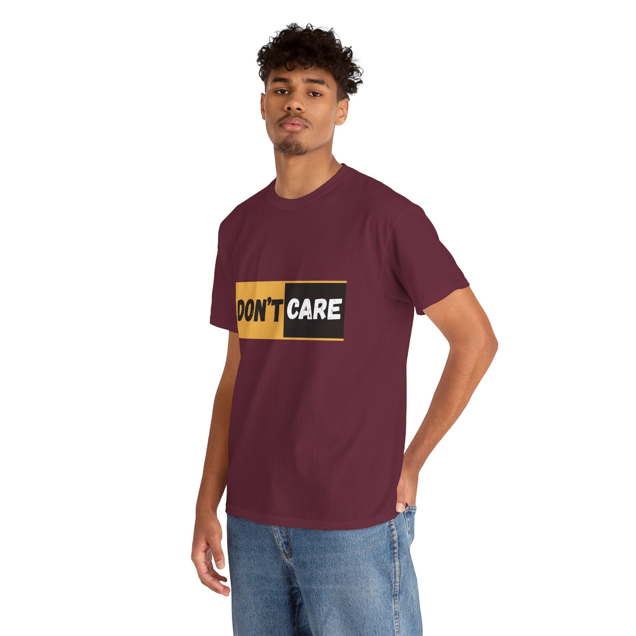 Don't Care Unisex Heavy Cotton Tee | Casual Wear, Gift for Teens, Statement T-Shirt, Everyday Comfort, Fun Fashion, Gift Idea