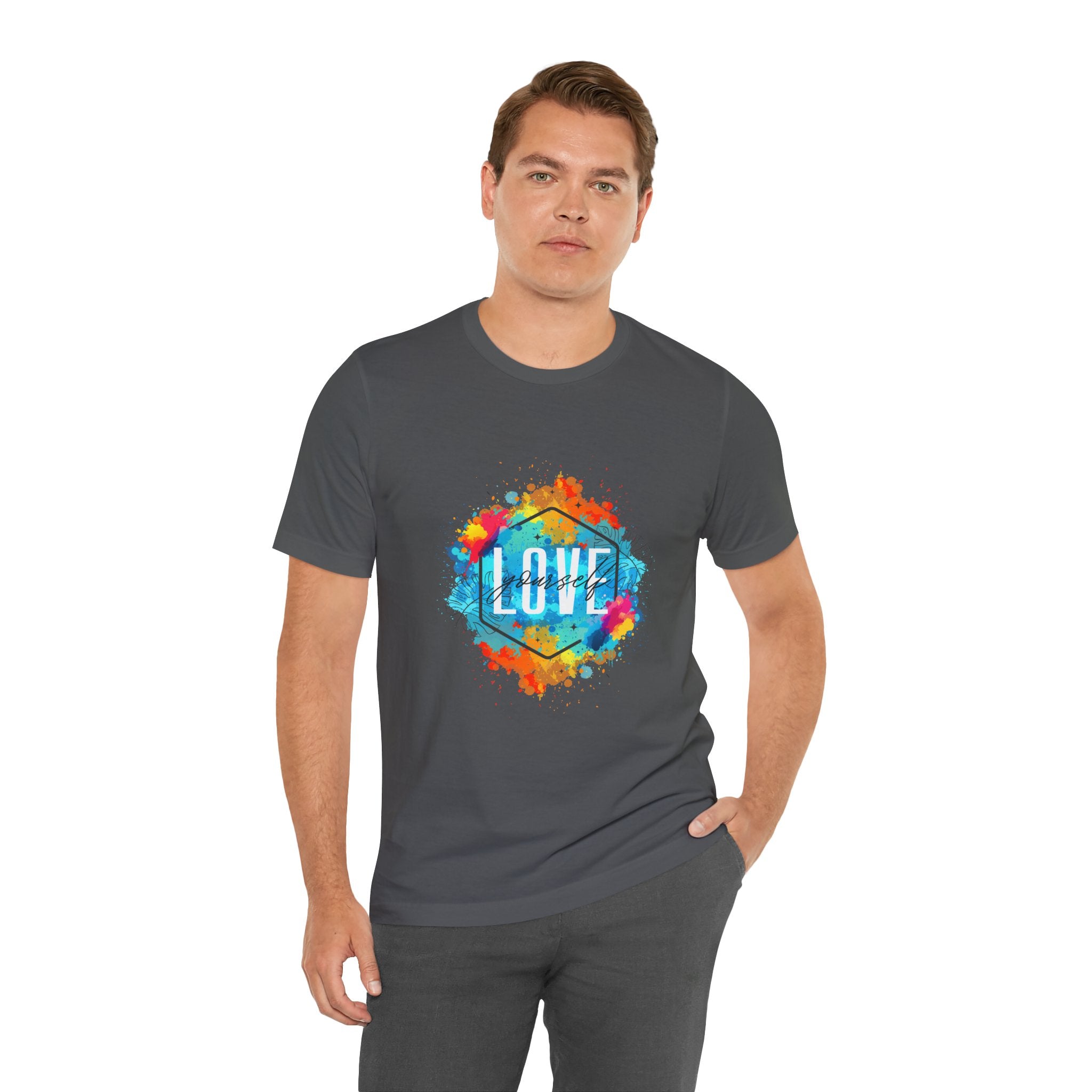 Colorful Love Graphic Tee, Unisex Short Sleeve Shirt, Gift for Friends, Cute Casual Wear, Pride Tee, Festival Outfit