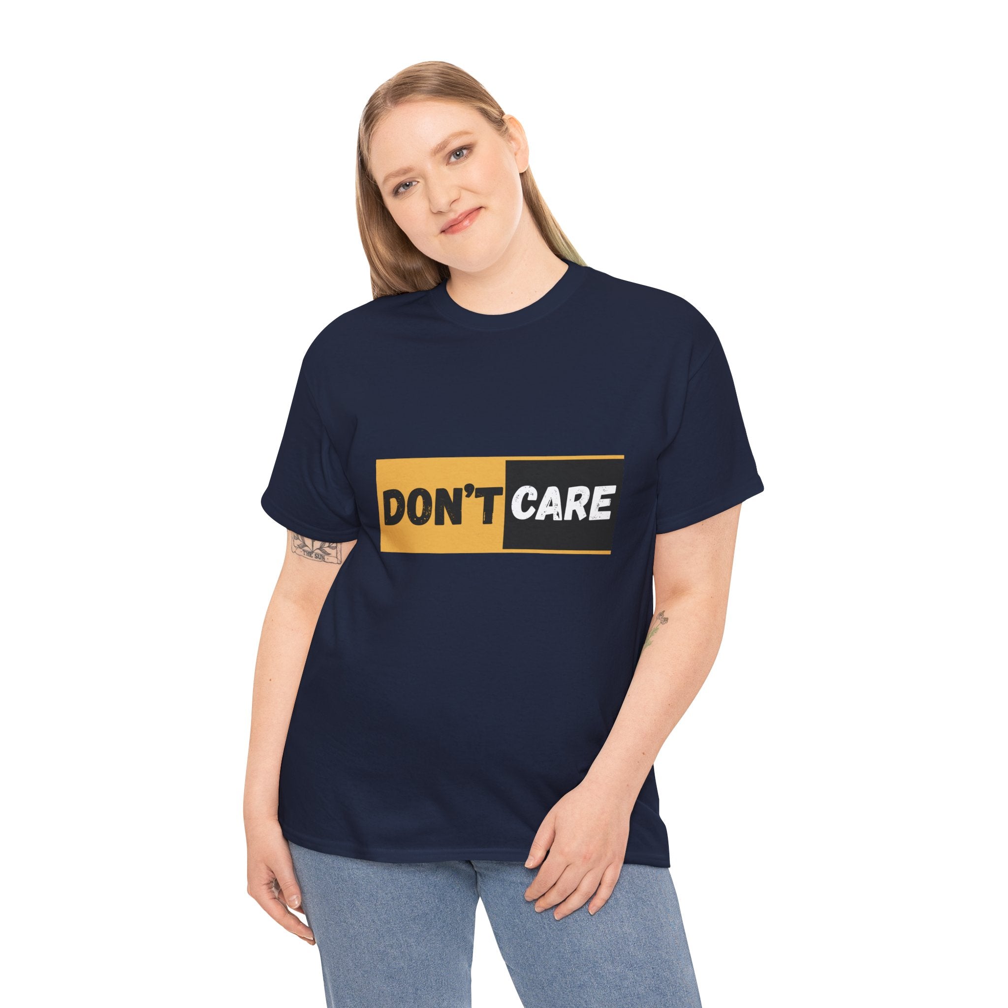 Don't Care Unisex Heavy Cotton Tee | Casual Wear, Gift for Teens, Statement T-Shirt, Everyday Comfort, Fun Fashion, Gift Idea