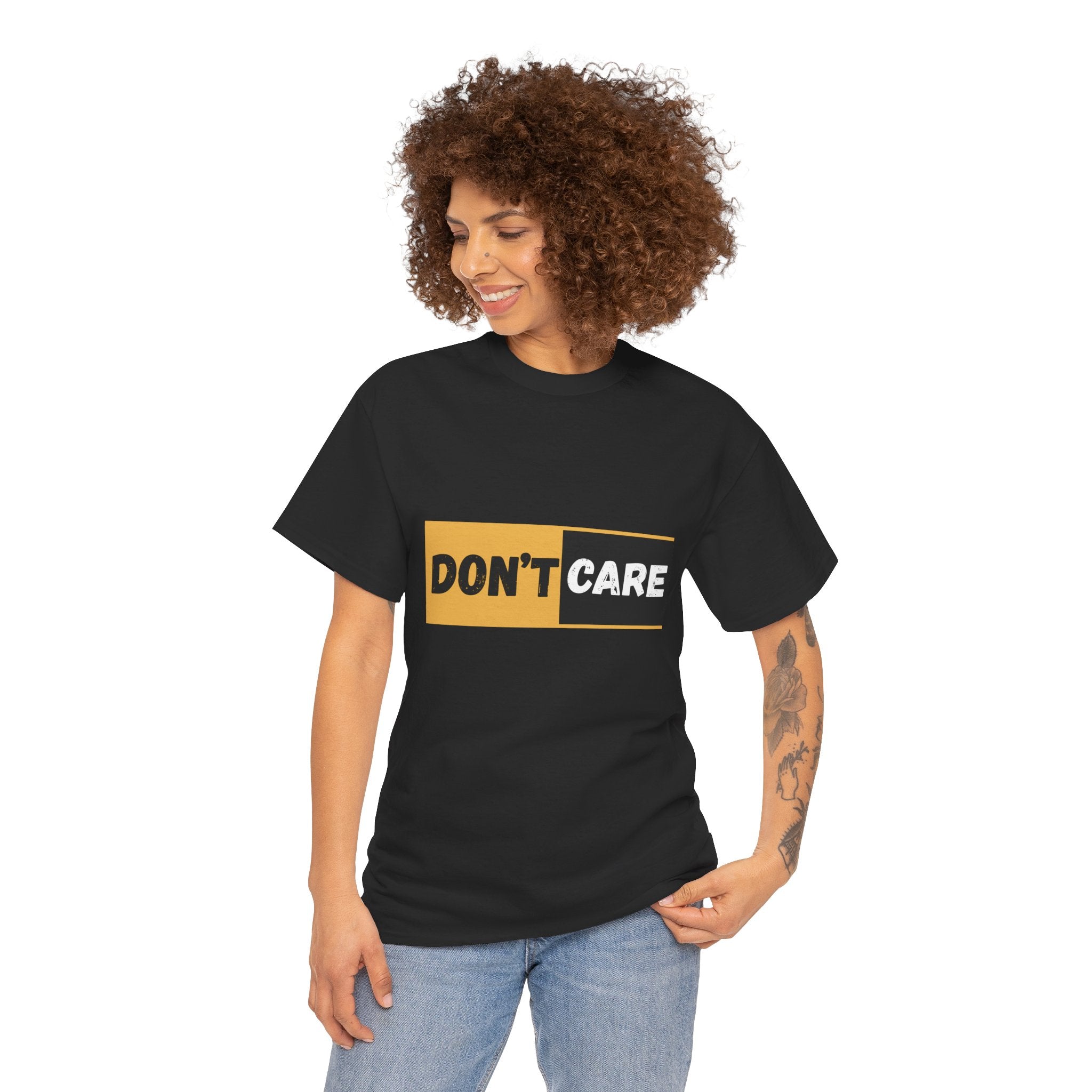 Don't Care Unisex Heavy Cotton Tee | Casual Wear, Gift for Teens, Statement T-Shirt, Everyday Comfort, Fun Fashion, Gift Idea