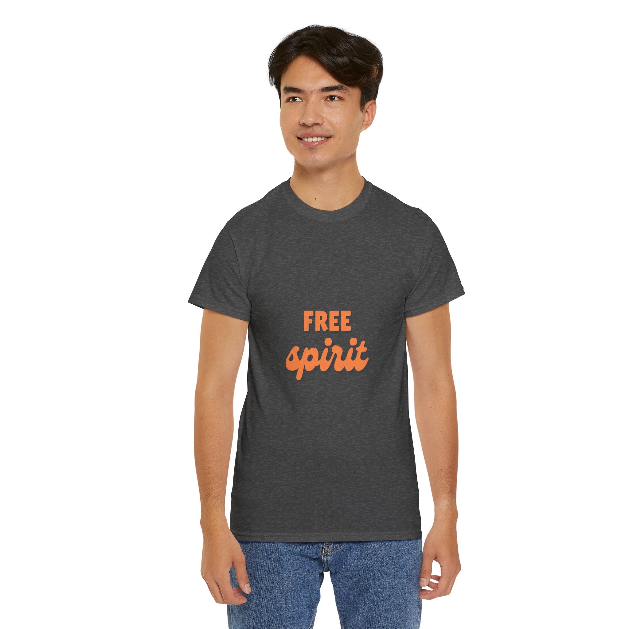 Unisex Heavy Cotton Tee - 'Free Spirit' - Casual Wear, Gift for Friend, Bohemian Style, Summer Vibes, Easy Everyday Outfit