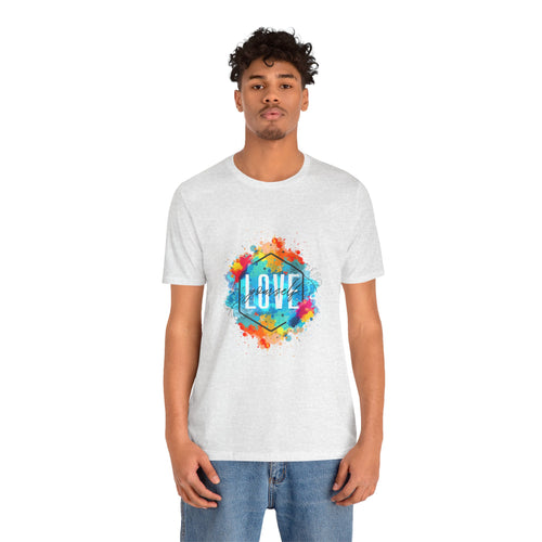 Colorful Love Graphic Tee, Unisex Short Sleeve Shirt, Gift for Friends, Cute Casual Wear, Pride Tee, Festival Outfit