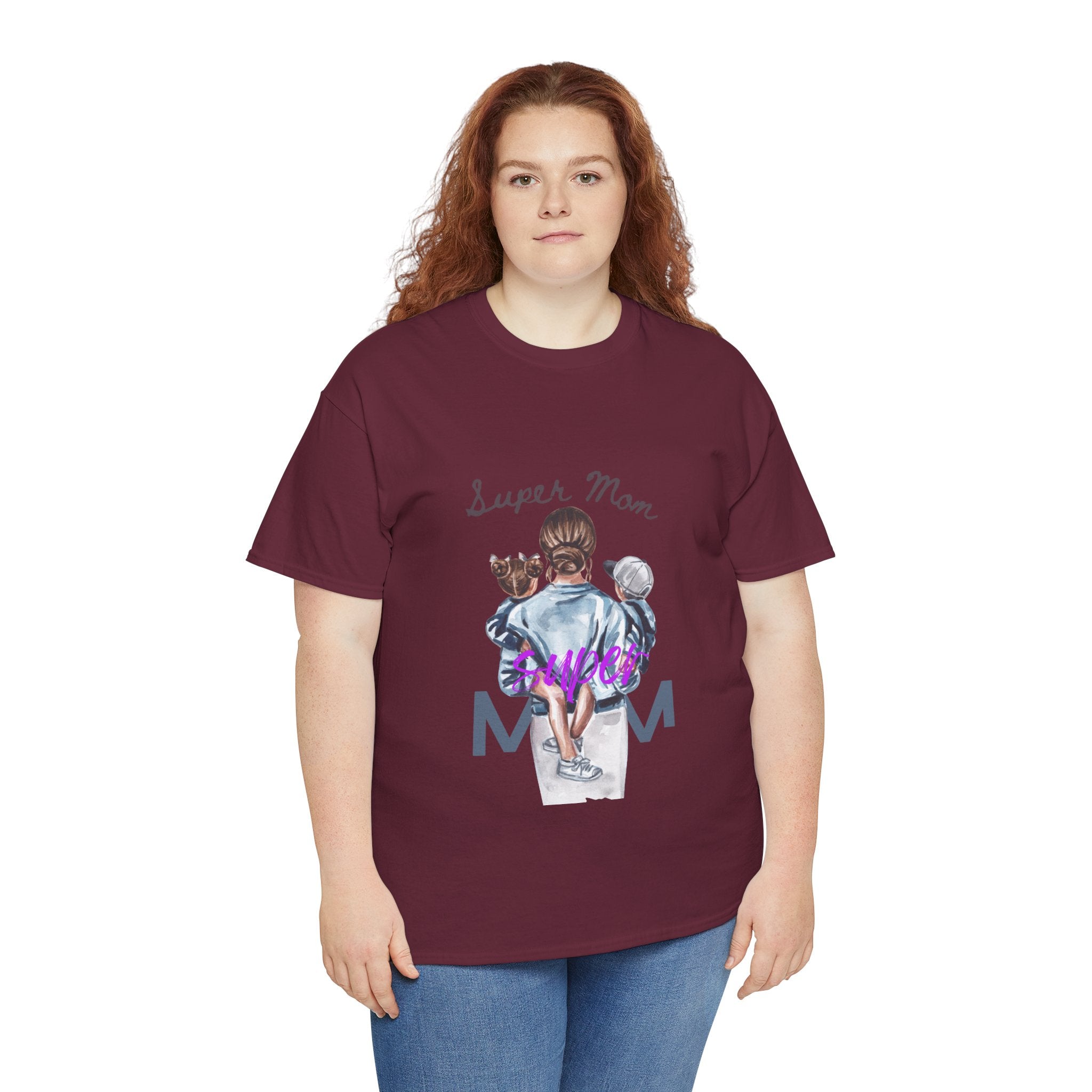 Super Mom Unisex Heavy Cotton Tee | Perfect Gift for Mothers, Casual Wear, Mother's Day, Family Events, Mom Appreciation